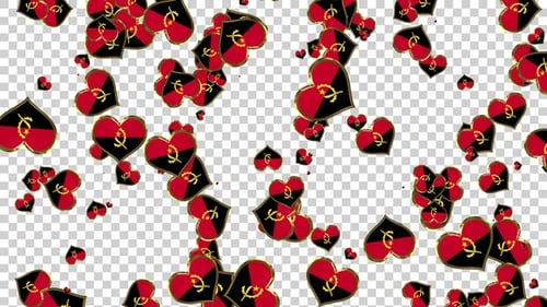 Angola Flag With Golden Heart Shape Alpha Loop