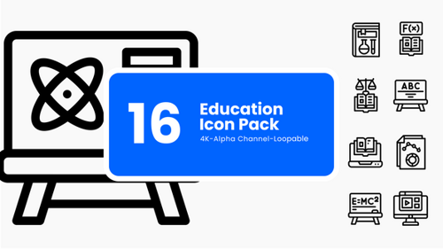 Animated Flat Design Education Icon Pack