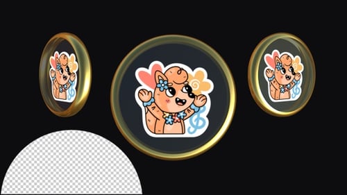 Cute Cartoon Animal Sticker Spinning 3D Animation