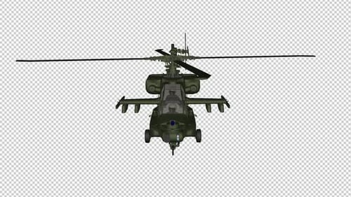 Military Helicopter - Flying Loop - Front Closeup View - I - Alpha Channel