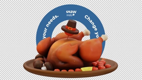 3D Animation Thanksgiving Turkey Transparent Loop