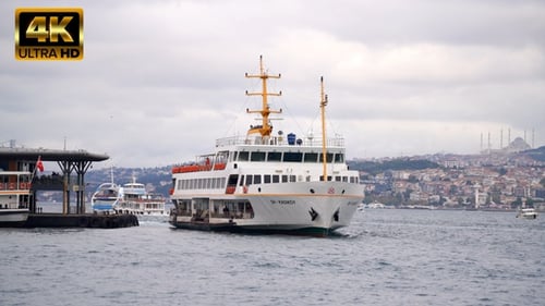 Istanbul Ferry Leaving The Pier