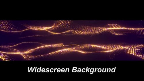 Golden Shimmering Particle Waves Widescreen Background Loop