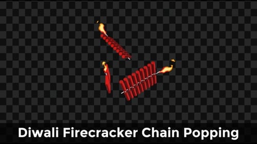 Animated Celebration Firecrackers with Burning Fuses