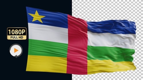 Realistic 3D Waving Flag of Central African Republic