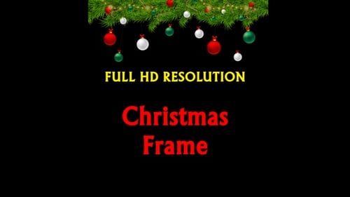 Animated Christmas Tree Garland Border with Ornaments and Twinkling Lights