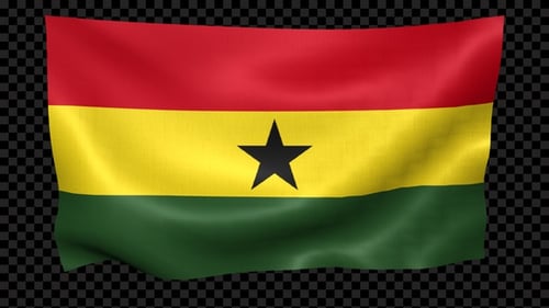 Ghana National Flag Waving Loop with Alpha Channel