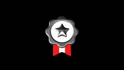 Spinning 3D Award Badge with Star and Ribbon