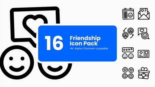 Animated Flat Design Friendship and Love Icon Pack