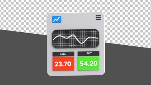 3D Stock Market Trading Interface with Buy Sell Data | Alpha Channel
