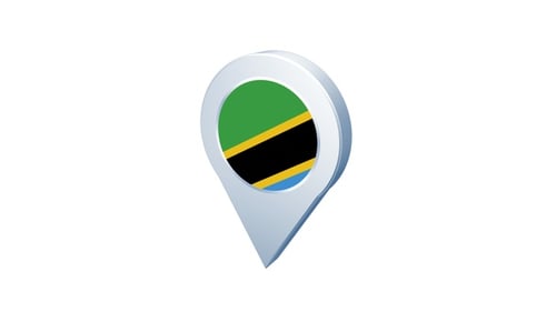 Animated 3D Map Pin Location Marker with Tanzania Flag