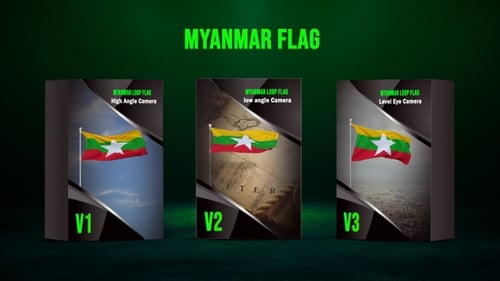 Realistic Myanmar Flag Waving Loop Animation