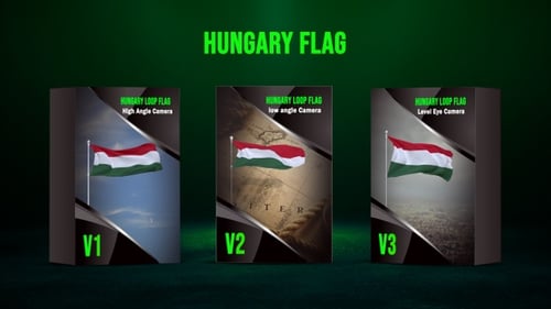 Set of Three Waving Hungary Flag Animations