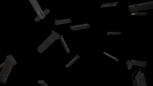 Falling Pistol Magazines and Bullets Animation
