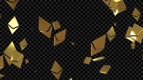Golden 3D Cryptocurrency Ethereum Falling