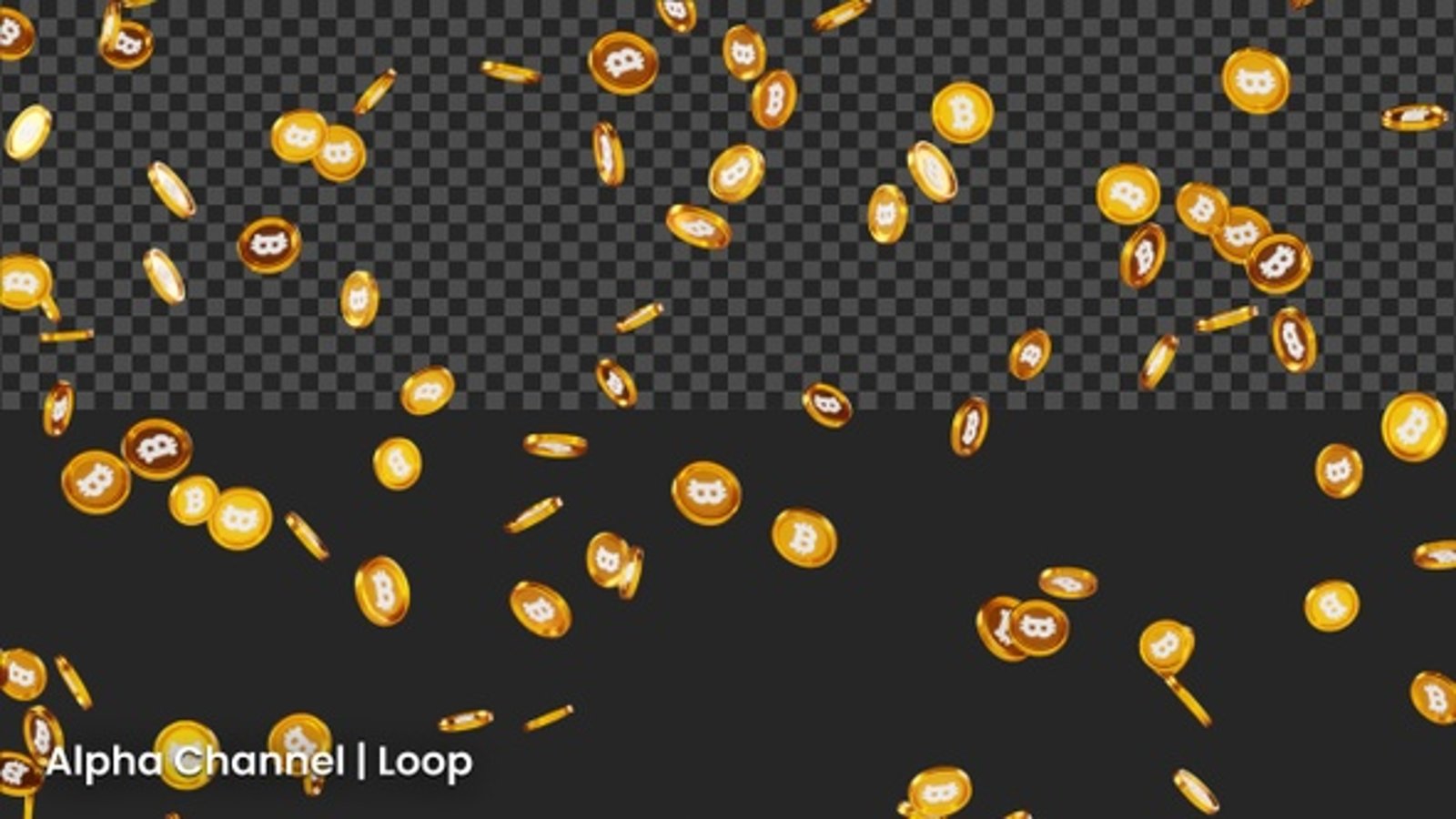 3D BItcoin Falling Animation | Alpha Loop