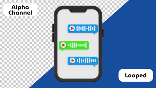 Voice Message 3D Animation - Chat Interface Motion | Alpha Channel