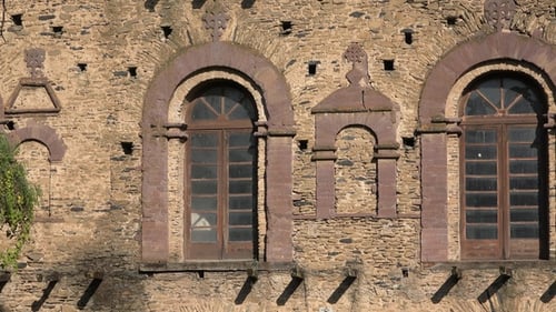 A stone ruins of castle medieval. Historic fortress. Building, architecture. Unesco world heritage.