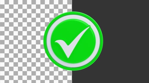 3D Animation of Green Check | Alpha Channel