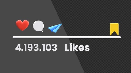 3D Animation of Instagram Likes Counter | Alpha Channel