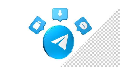 3D Digital Communication App Icons Reveal Animation