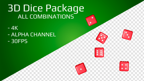 Rolling Red Dice Animation with Alpha Channel
