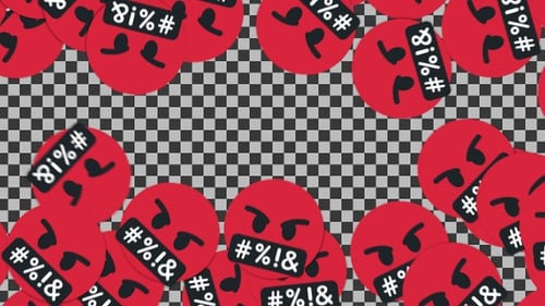 Flat Design Angry Censored Faces Pattern Animation