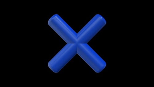 Smooth 3D Blue X Symbol Rotation Animation