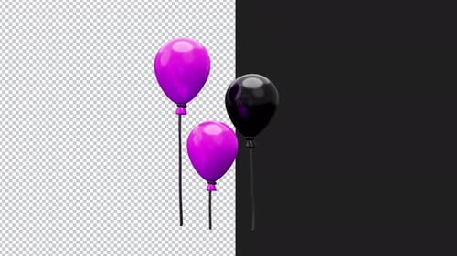 Animated 3D Pink and Black Balloons for Celebrations