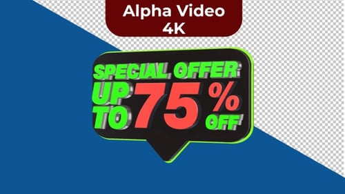 3D Special Offer Up To 75 Percent Off Text Animation