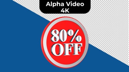 Looping 3D 80 Percent Off Discount Sale Badge