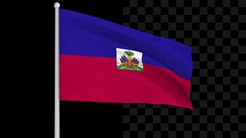 Realistic Waving Flag of Haiti on a Pole