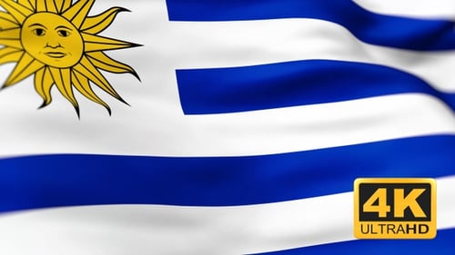 Realistic Waving Uruguay National Flag Animation