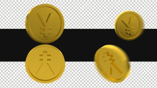 Packung beweglicher goldener Yen-Münzen auf Alpha Loop