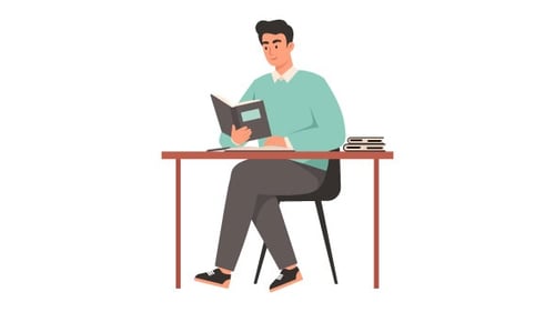 Man Reading Book Animation Alpha Channel