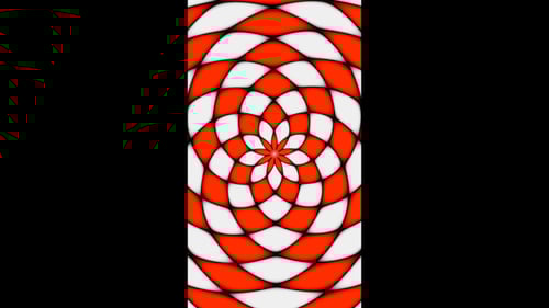 Vertical video abstract red and white flower kaleidoscope loop animation background