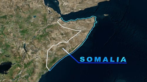 Animated World Map Zoom to Somalia Country Border