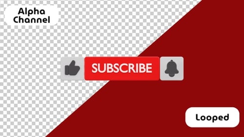 3D Like Subscribe and Notification Bell Button Bar | Alpha Channel