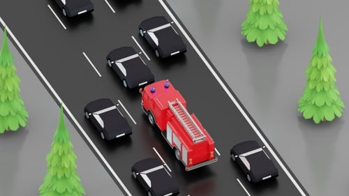 3D Animation of Fire Truck Emergency | Alpha Channel
