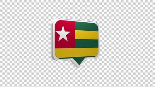 3D Animated Togo Flag Speech Bubble Icon