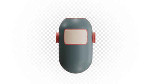 Minimalist 3D Protective Welding Helmet Icon for Industrial Safety
