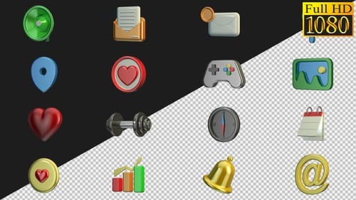 40 Icons On Alpha Channel Loops V1