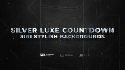Modern Metallic Silver Countdown Timer with Geometric Backgrounds
