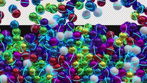 Colorful Glowing Spheres Falling Transition