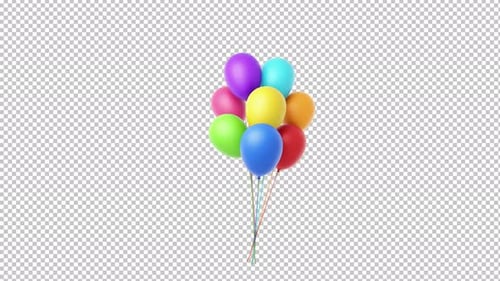 Animated Colorful Floating Balloons with Alpha Channel