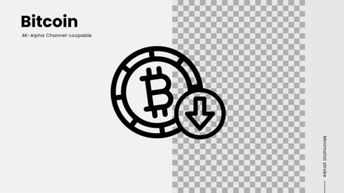 Minimalist Animated Bitcoin Cryptocurrency Decrease Icon
