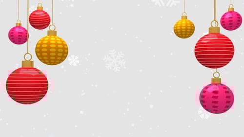 Festive Christmas Ornaments and Snowflakes Looping Background
