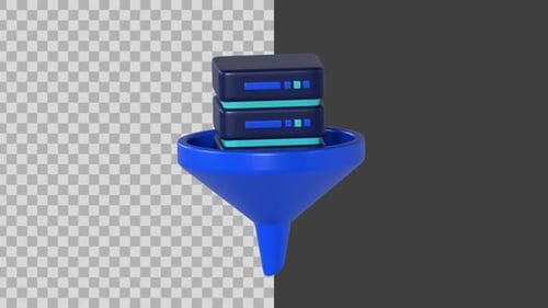 3D Data Server Funnel Processing Animation