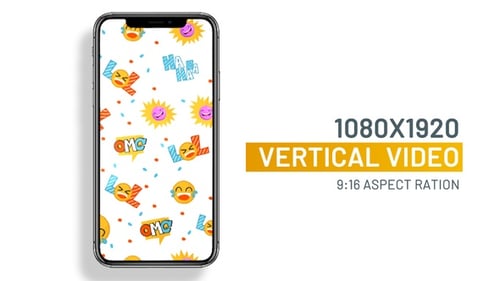 Seamless Social Media emoji icons pattern looping vertical animation