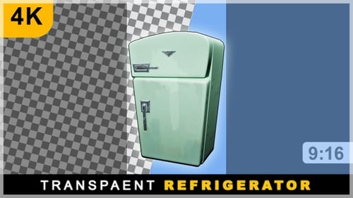 cartoon Refrigerator 360 Rotating Loop On Transparent Background